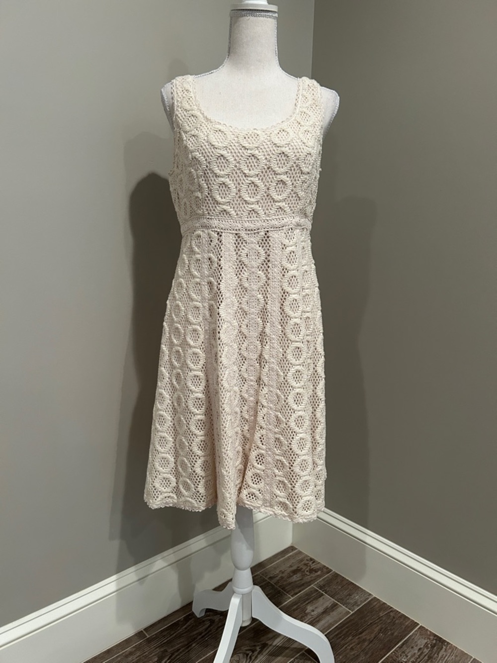 Muse Ivory Crochet Sleeveless Midi Dress